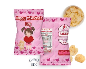 Chip Bag Template Party Favor Valentines Day Teddy Bear Valentine Treats for Kids Valentine's birthday party favors for girls chip bag