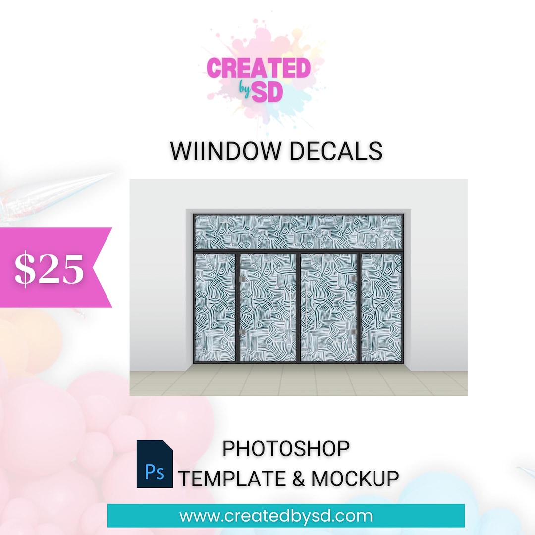 Window Decal Template & Mockup: Storefront Vinyl Banner (PS Template ...