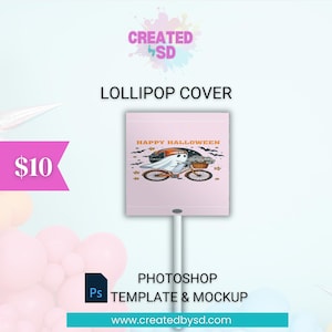 Lollipop Cover Label Vorlage und Mockup | Druckbares Lollipop Etikett | Veränderbare Sticker Vorlage