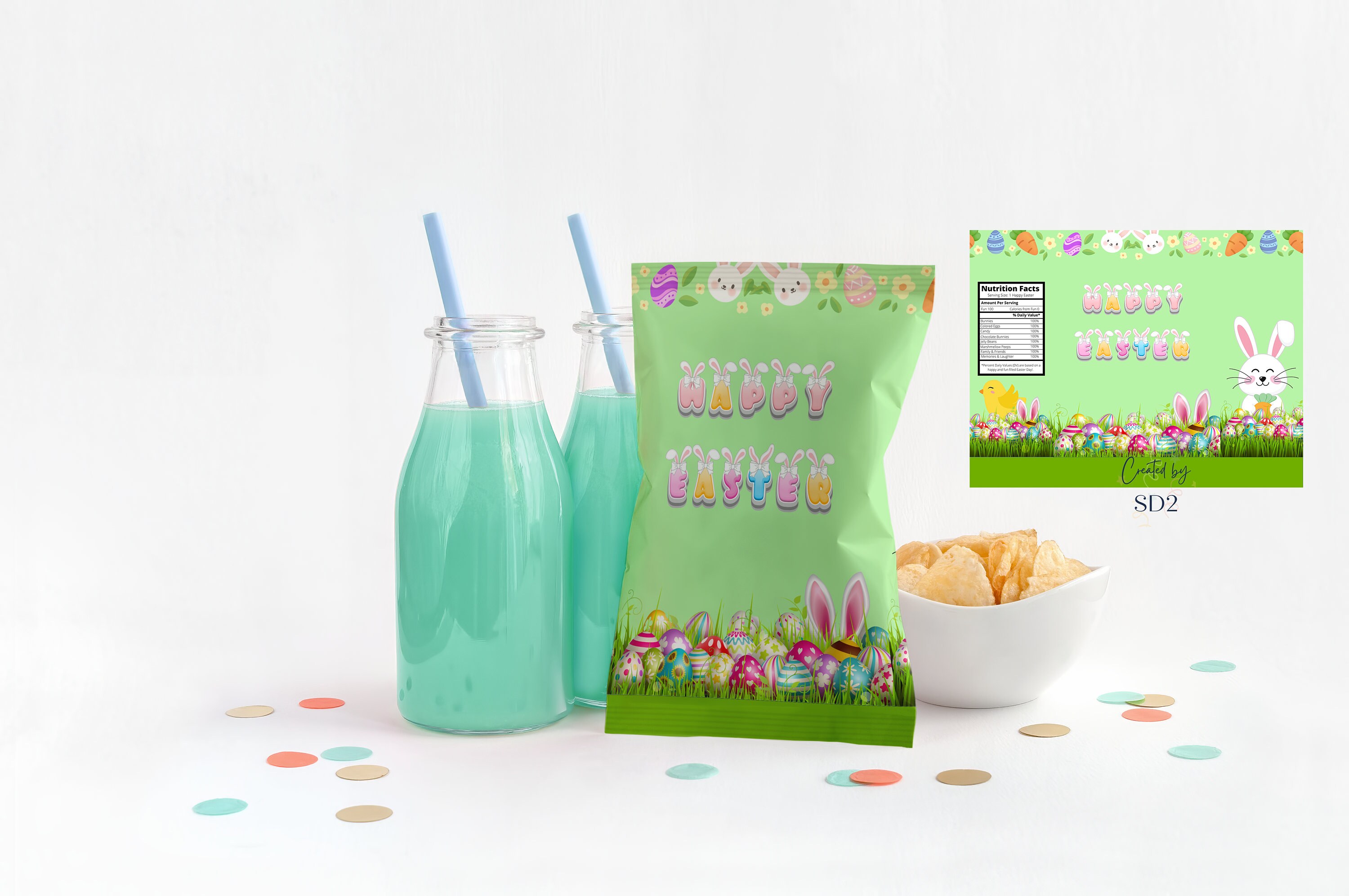 Spring Party Theme Easter Bunny Chip Bag Template Some Bunny is Party