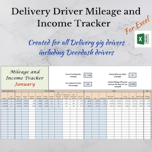 Delivery Driver Log | Gig Driver Mileage and Income Tracker | Mileage Tracker | DoorDash Tracker | Mileage Log | Earnings Tracker | Gig Log