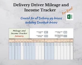 Delivery Driver Log | Gig Driver Mileage and Income Tracker | Mileage Tracker | DoorDash Tracker | Mileage Log | Earnings Tracker | Gig Log