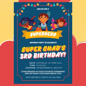 Super Hero Birthday Invitation