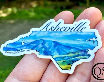 Vinilo decorativo de Asheville, Carolina del Norte, con diseño paisajístico