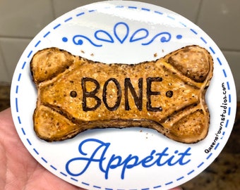 Bone Appetit Dog Treat Sticker, Waterproof Vinyl Decal