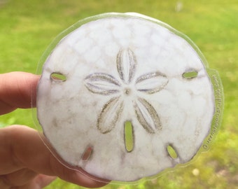 Sand Dollar Sticker, waterproof vinyl sticker, clear sticker, laptop decal, tumbler sticker