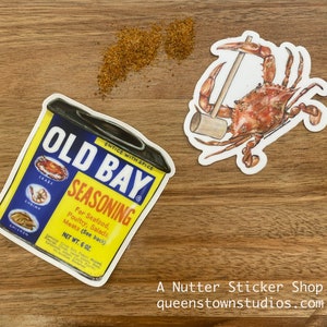 Steamed crab and Old Bay ® Seasoning Tin vinyl sticker,  Maryland decal, waterbottle sticker, laptop decal, Maryland gifts, blue crab