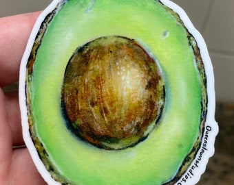 Vinilo adhesivo de aguacate en acuarela, calcomanía de comida verde fresca