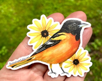 Pegatina de pájaro oropéndola – Calcomanía de Maryland con Susans de ojos negros