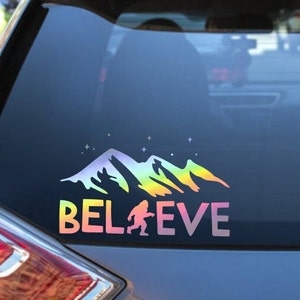 Holographic Bigfoot Believer Vinyl Decal: Waterproof Sasquatch Sticker