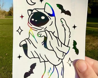 Ghost Cat Car Decal | Cute Spooky Car Sticker for Halloween or Everyday