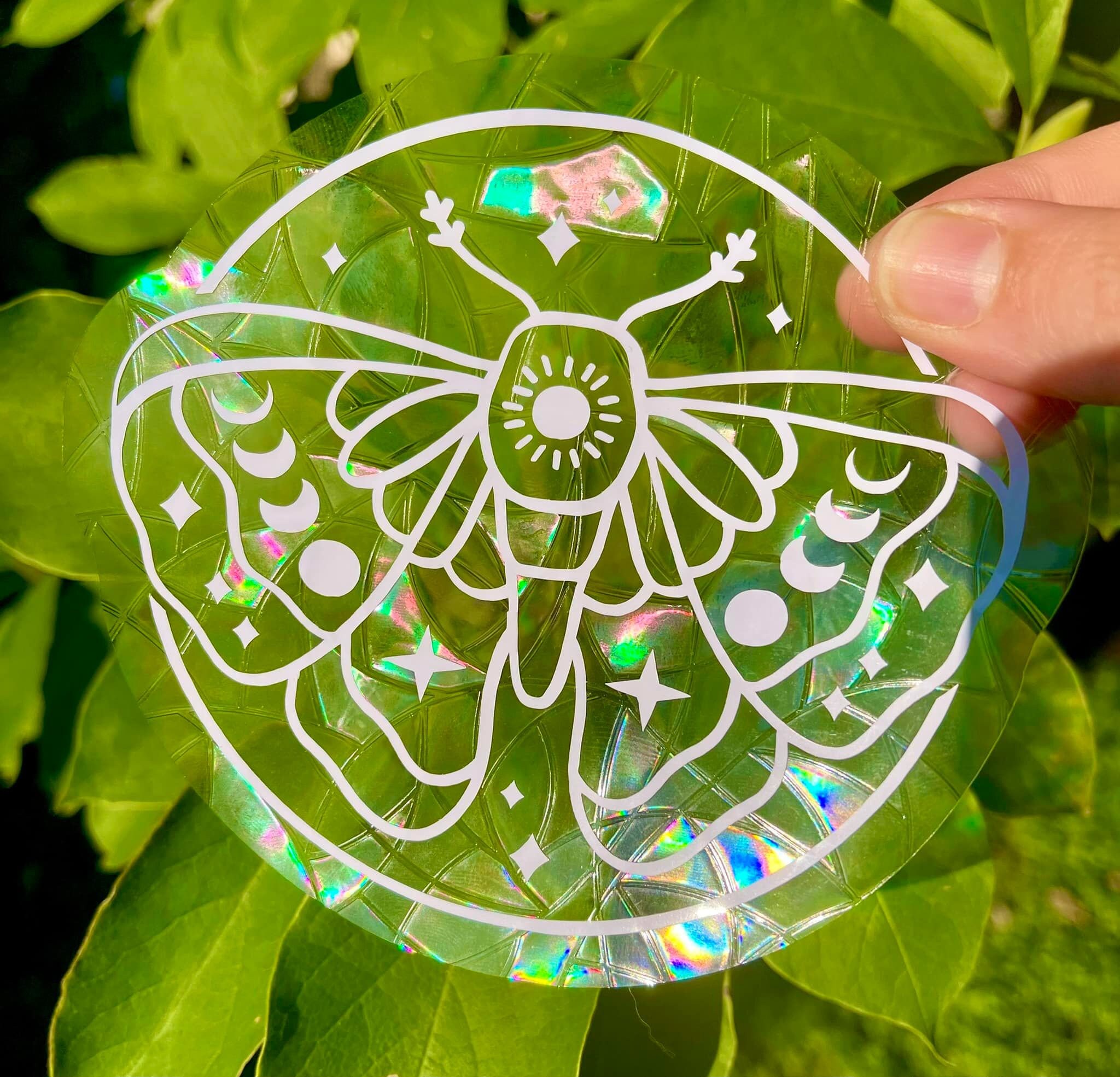 Lunar Moth Suncatcher | Rainbow Maker | Window Decal Art | Nature ...