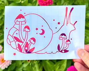 Mushroom Snail Vinyl Decal | Holographic Sticker | Celestial Decor | Laptop Sticker | Cute Car Accessories | Cottage Core | Witchy Gifts