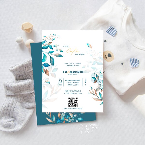 Qr Code Baby Shower Invite Etsy Singapore