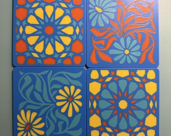 Multi-coloured 3D Printed Coasters – Geometric & Floral Patterns | Modern PLA Drink Coasters | Unique Table Decor