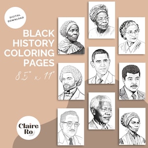 34 Black History Coloring Pages | 8.5&quot; x 11&quot; Black History Coloring Pages | African American History Coloring Pages | For Kids and Adults