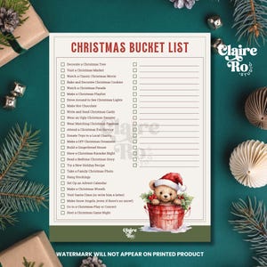 Printable Christmas Bucket List | Holiday Bucket List | Family Christmas Bucket List | Christmas Holiday To-Do List | Winter Bucket List