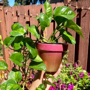 Painted Plant Pot - Glitter Pink, Gold and Copper Planter - “Sunset”. See description.