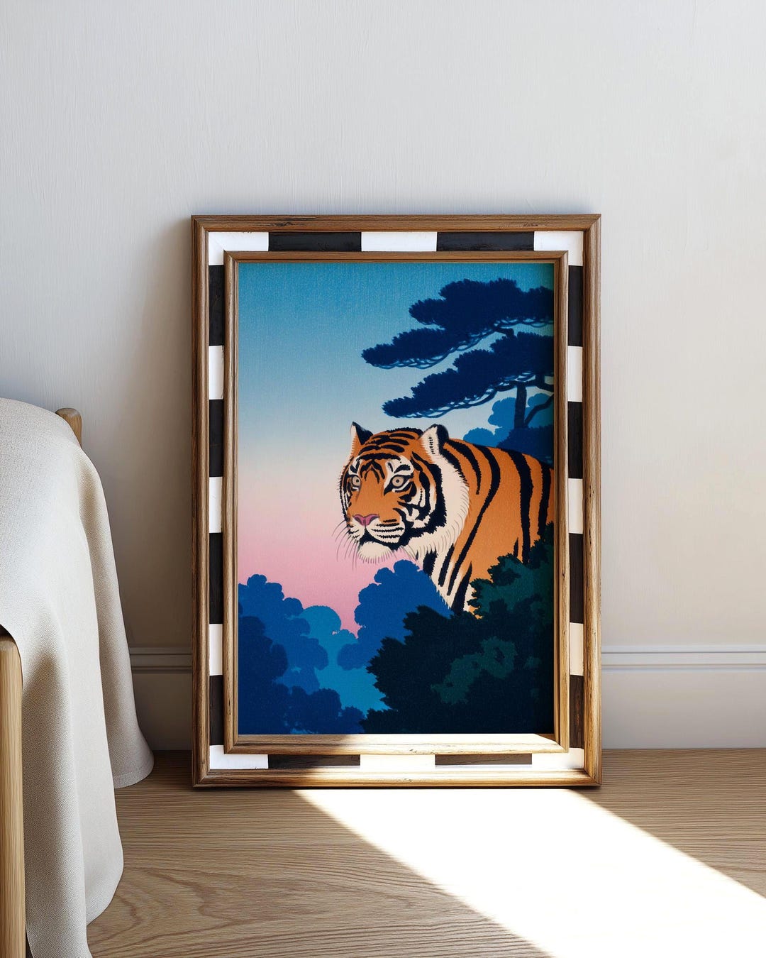 Sunset Jungle Tiger Art Print – Majestic Big Cat in Lush Forest ...