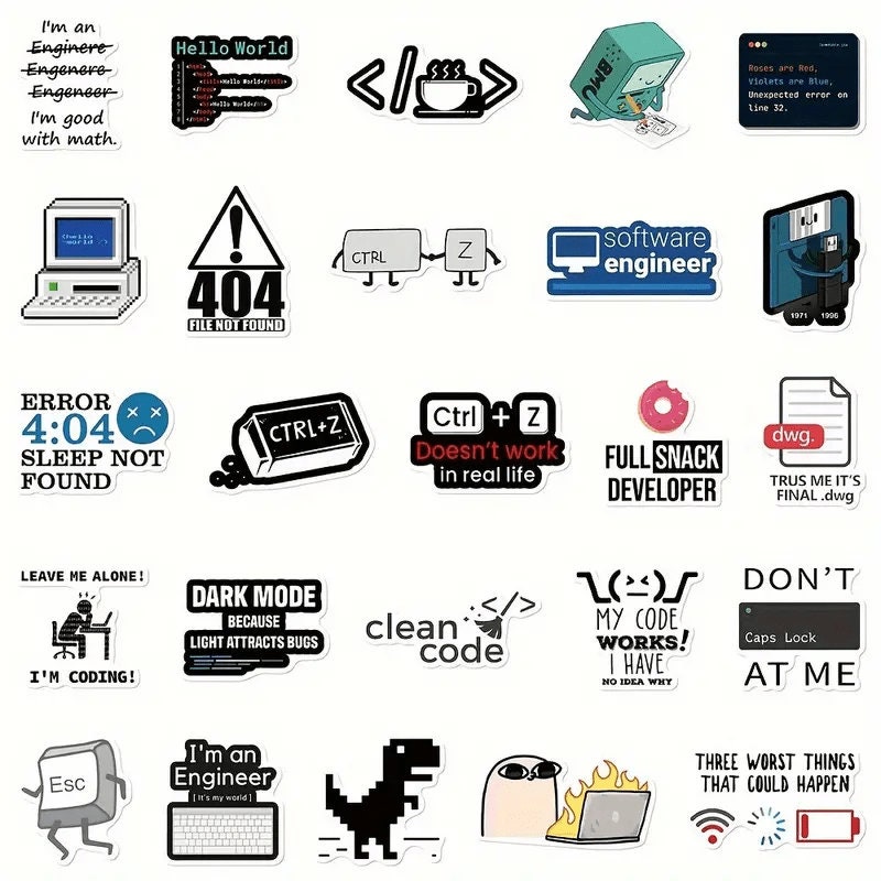 Programmer Meme Stickers - Cartoon Laptop Stickers, Waterproof Vinyl 10 ...
