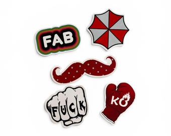 Retro Edgy Sticker Pack Red & Black Aesthetic Stickers Laptop Car Decals Water Bottle Journal 5 PCS Pack Decals 2x3 Inch
