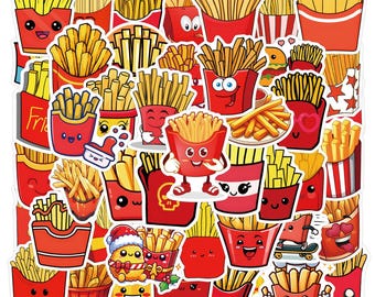 Cartoon French Fries Stickers, Waterproof Vinyl Decals (10/20/30 PCS)