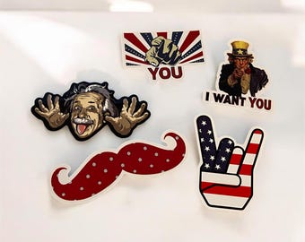 American Retro Sticker Pack USA Patriotic Vinyl Stickers 5 PCS Pack Uncle Sam Einstein Laptop Car Decals  Water Bottle Journal 2x3 Inch