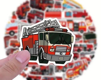 Fire Truck Waterproof Vinyl Decals Stickers for Laptop, Water Bottle 10/20/30 PCS