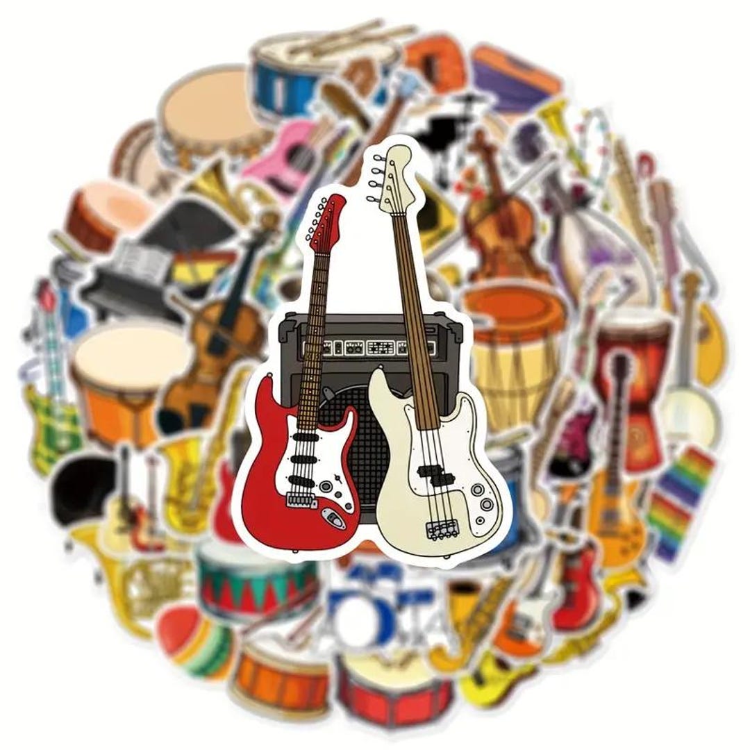 Instrament Sticker Musical Instrument Stickers: Waterproof Vinyl Decals for Laptop ...