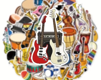 Musical Instrument Stickers: Waterproof Vinyl Decals for Laptop, Planner (10/20/30PCS)