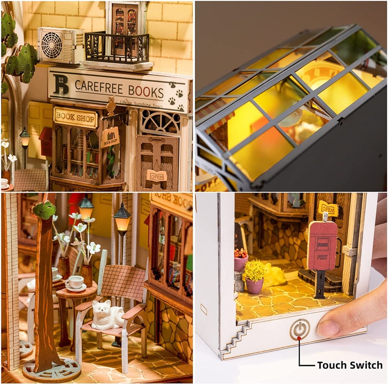 thumbnail image 2 of Rolife Book Nook Kit - Sunshine Town Magic House / Time Travel / Sakura Garden - Wooden 3D Puzzle 2 of 4