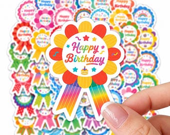 Happy Birthday Stickers Waterproof Vinyl Decals for Teacher Party Laptop Planner Water Bottle (10/20/30PCS)