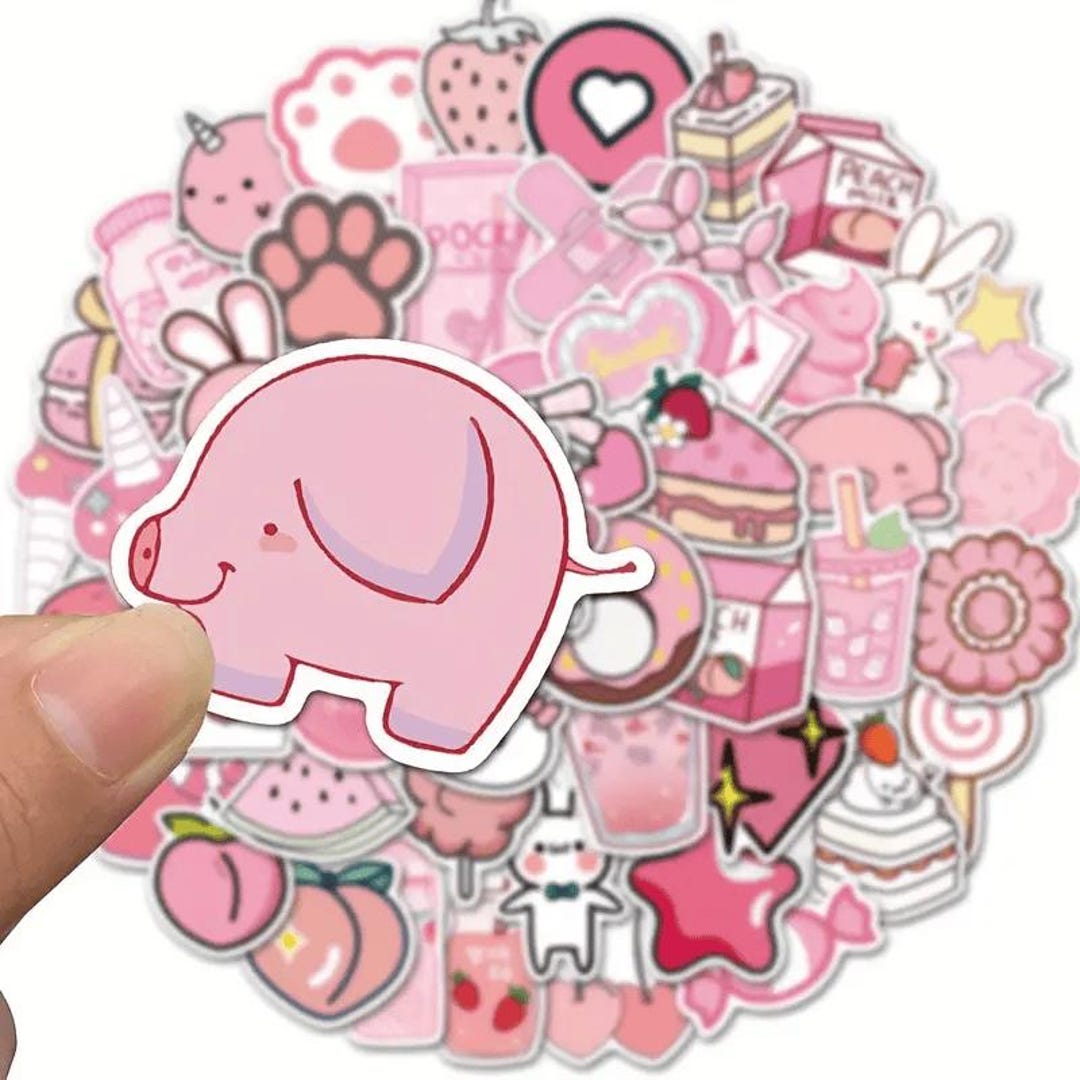 Cartoon Pink Series Stickers | Waterproof Vinyl Decals for Laptop ...