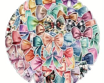Cartoon Bow Stickers - Waterproof Vinyl Decals for Laptop, Planner