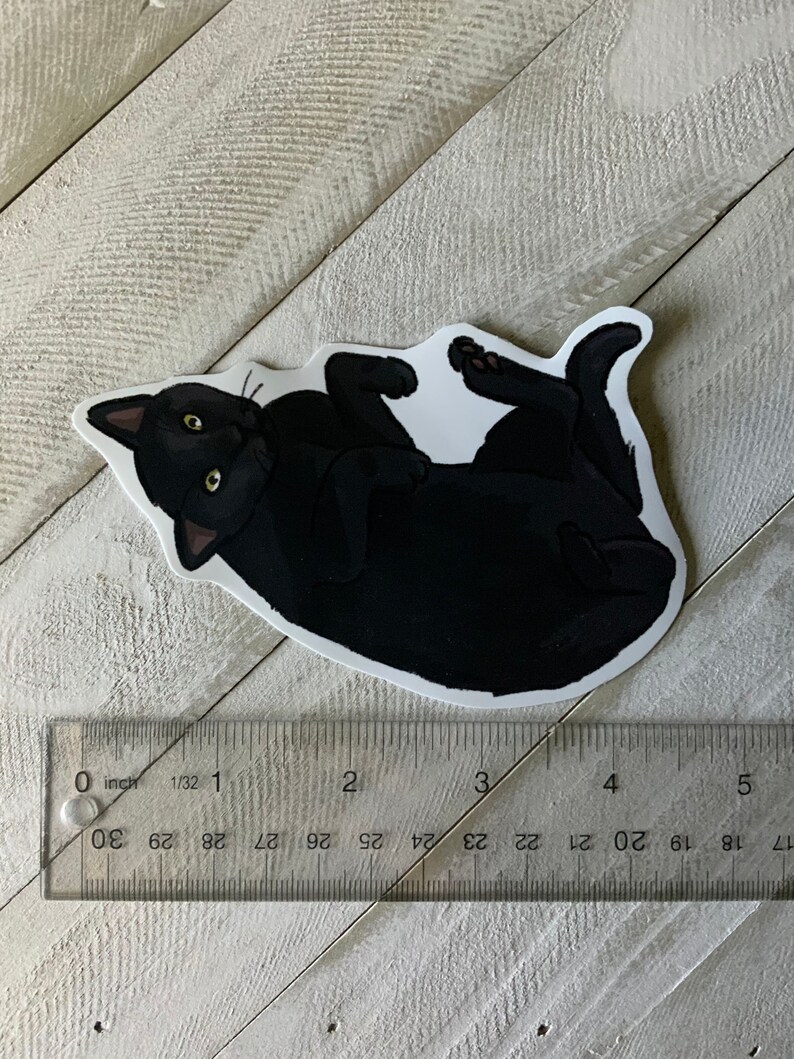 Black Cat Glossy Vinyl Sticker - Etsy