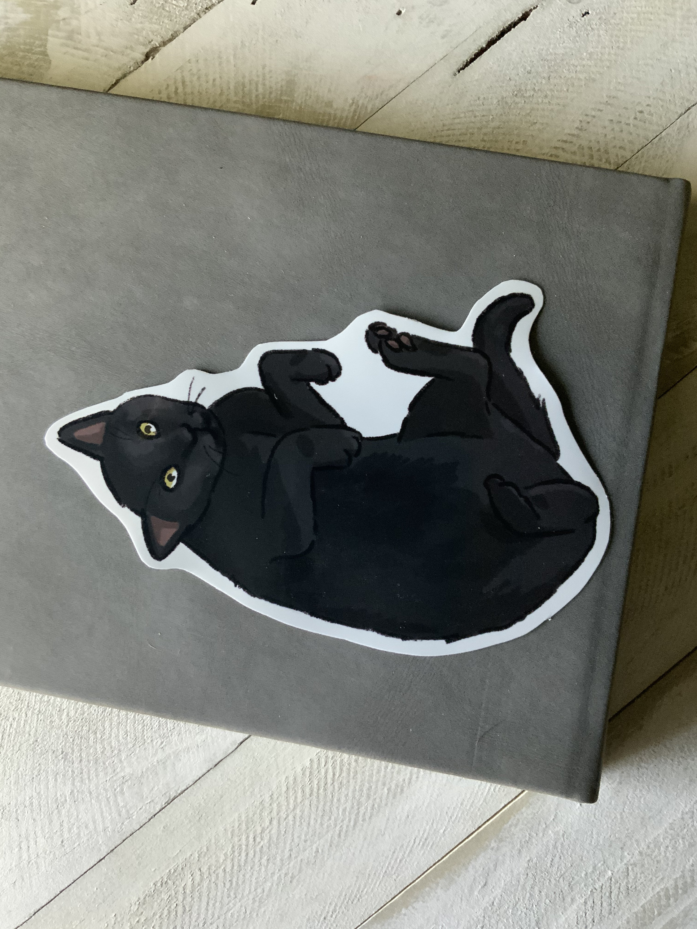 Black Cat Glossy Vinyl Sticker - Etsy