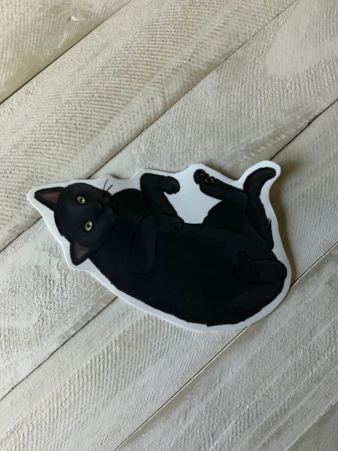 Black Cat Glossy Vinyl Sticker - Etsy