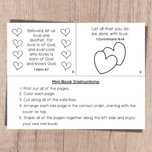 Printable Bible coloring pages for valentines as a mini book on God's love.