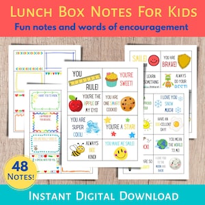 Notas de lancheira, notas de lancheira para impressão, notas de almoço para crianças, cartões de incentivo, modelo de nota de lancheira, volta às aulas, notas para crianças