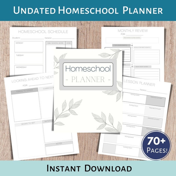 Homeschool Planner, Academic Planner, Undated Homeschool Planner, Printable Homeschool Planner, Teacher Planner, Homeschool Binder