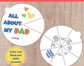 All About My Dad, Coloring Wheel, Fathers Day Printable Craft, All About My Dad Activity, Dad Questionnaire, Fathers Day Craft From Child