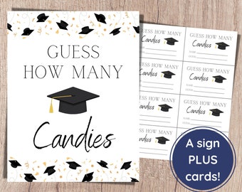 Guess How Many Candies, Graduation Games, Graduation Party Games, Grad Party Game, Class of 2024, Graduation Games Printable, Guess How Many