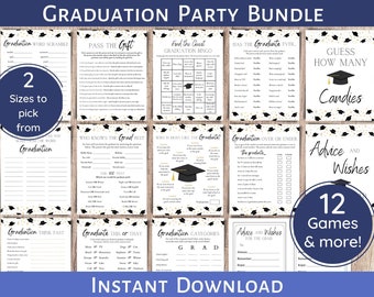 Graduation Games, Graduation Bundle, Printable Grad Game, Pass the Gift, Find the Guest Bingo, This or That, Think Fast, Class of 2023