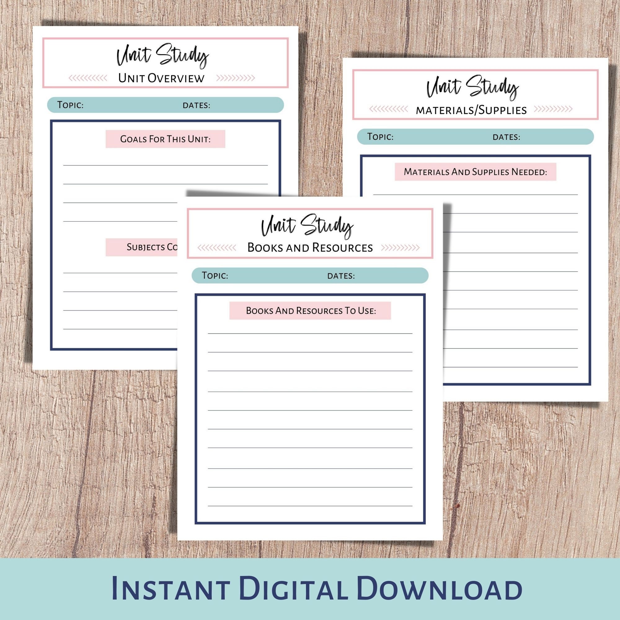 Unit Study Planner and Curriculum Planner Bundle, Homeschool Printable ...