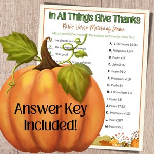 Printable Thanksgiving Bible game as a Bible match game.