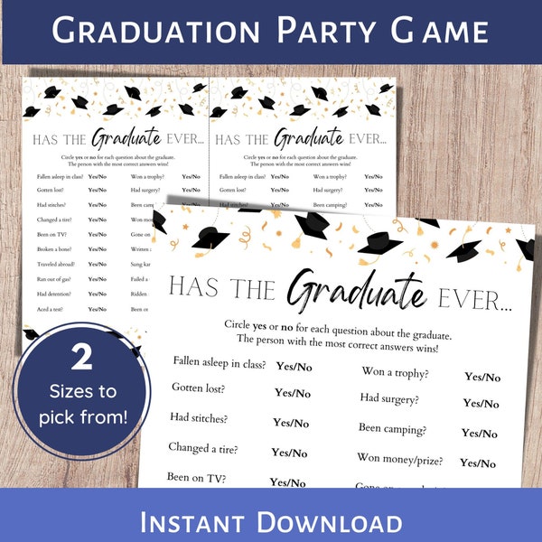 Graduation Games, Has the Grad Ever, Graduation Games Printable, Graduate Graduation Games, Grad Party Games, Class of 2024, Never Have I