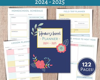 Homeschool Planner, Academic Planner, Printable Homeschool Planner, 2024 & 2025 Planner, Undated Homeschool Planner, Teacher Planner, Binder