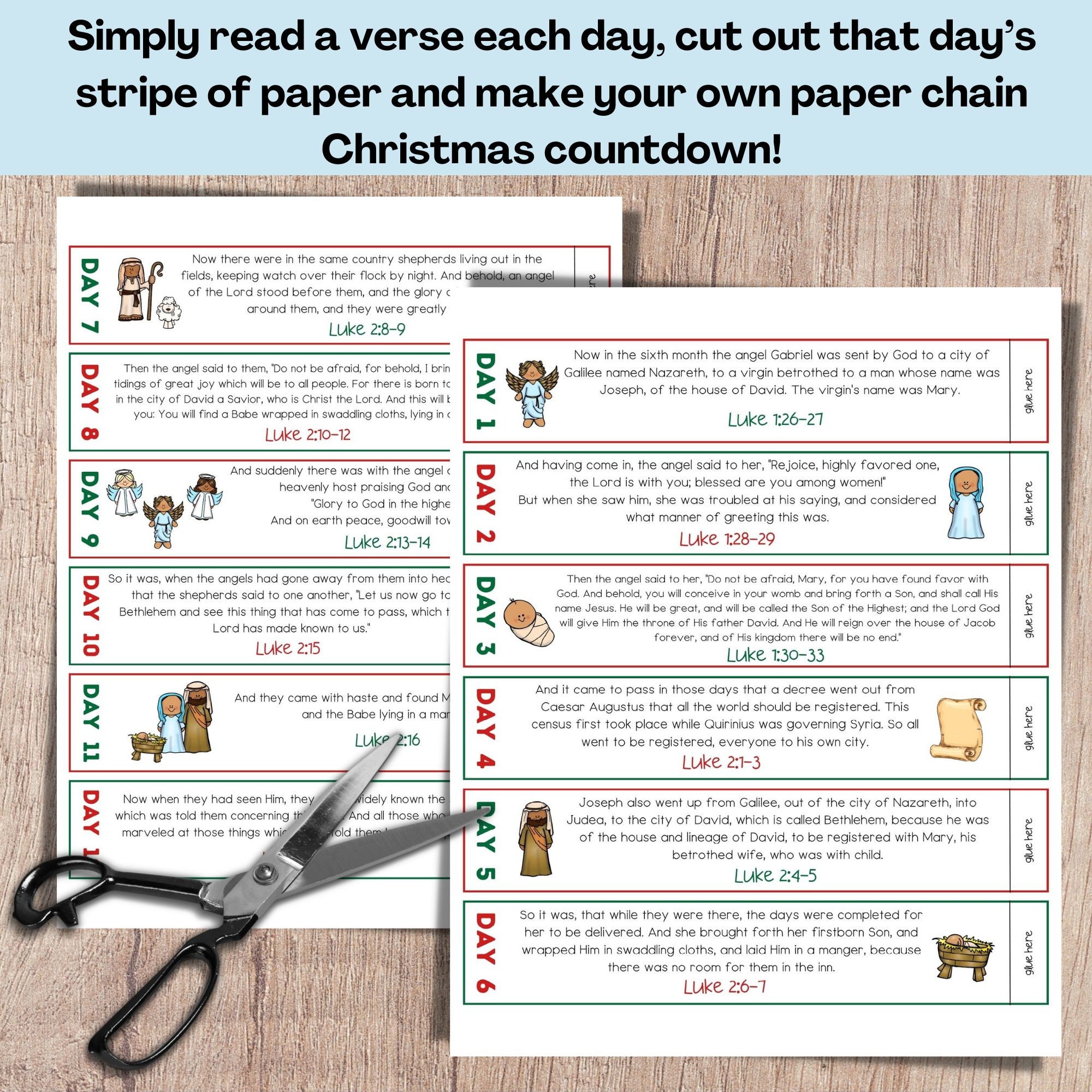 Paper Chain Advent Calendar, Nativity Printable, Advent Calendar for