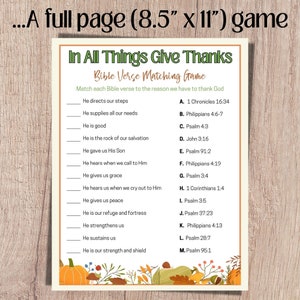 Printable Thanksgiving Bible game as a Bible match game.