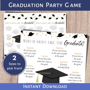 Graduation Games Printable, Graduation Party Games, Class of 2025, Who is Most Like the Graduate Game, Graduation Games, Grad Party Games